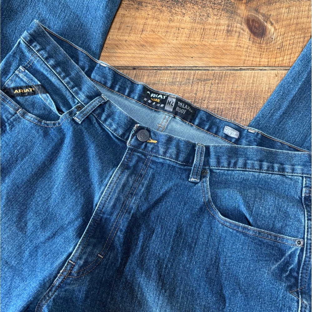 Ariat Rebar M4 Mens Relaxed Boot Jeans‎ Medium Blue Denim Size 40x32